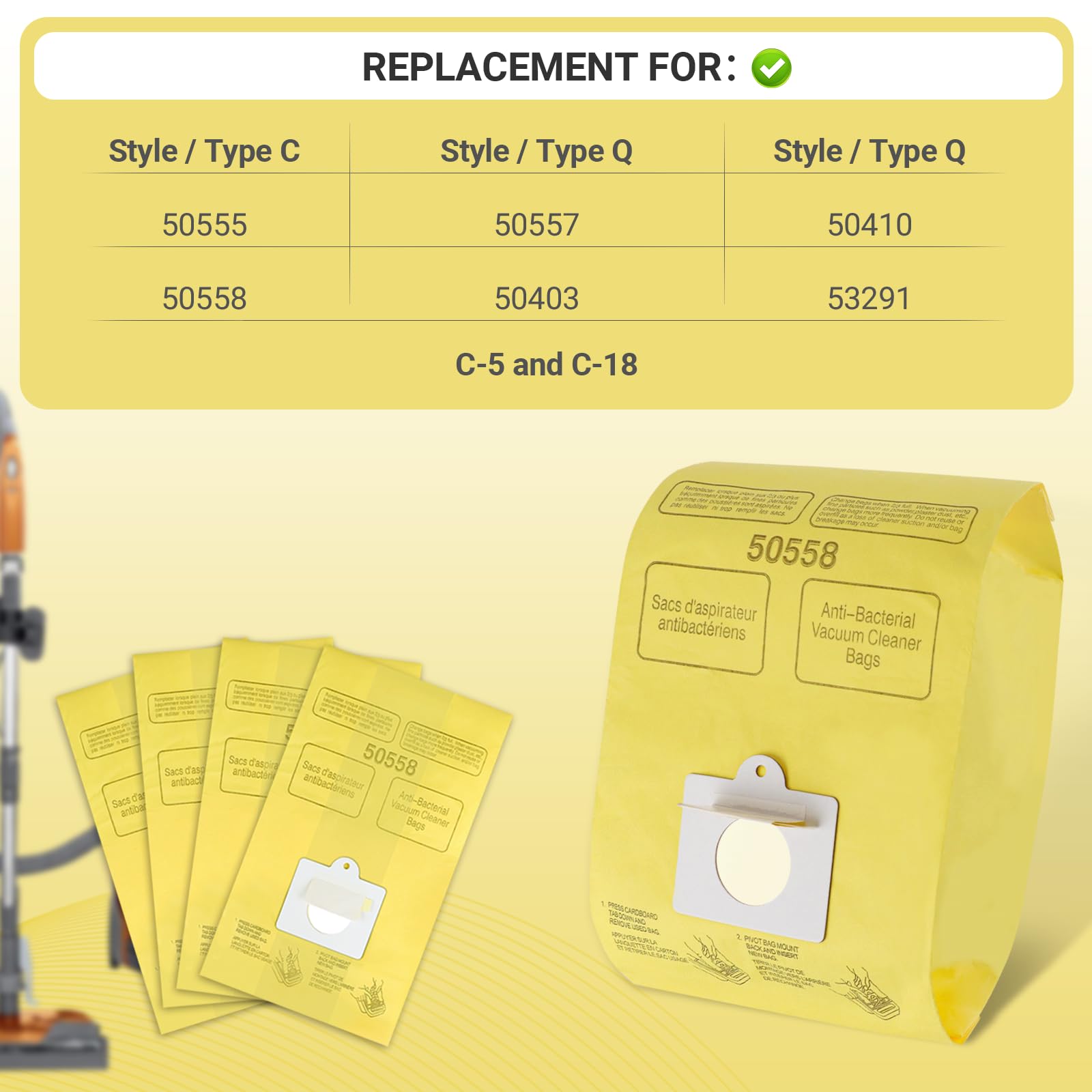 Vacuum Cleaner Bags Fit for Kenmore Canister Type C/Q 50555 50557 50558 and Type C-5, 10PCs By Improvedhand
