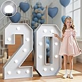 Marquee Numbers 3 Feet Tall Big Light Up Numbers 20th Birthday Decorations Women Men Graduation Decorations 2025 White Anniversary Party Decor Large Cardboard Prop Backdrop Sign 20