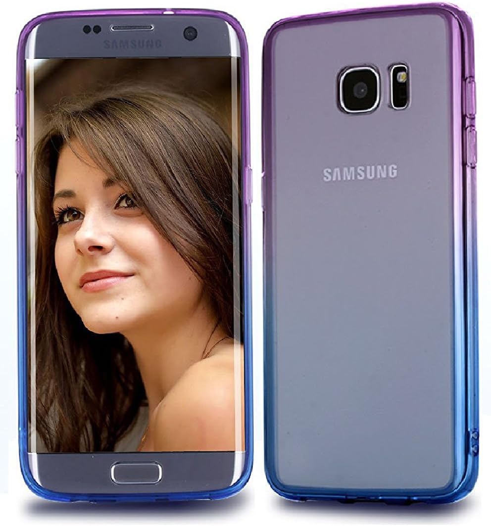 ACCBTECH Samsung Galaxy S7 Edge Case,Cover Gradient Color Mirror Soft TPU Case Shockproof Transparent Protective Cover Bumper Case for Samsung Galaxy S7 Edge