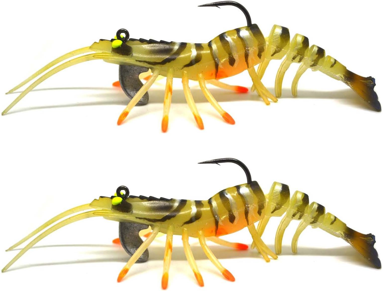 2pcs Shrimp Soft Bait Fishing Lure Life-like Jig Head NEW