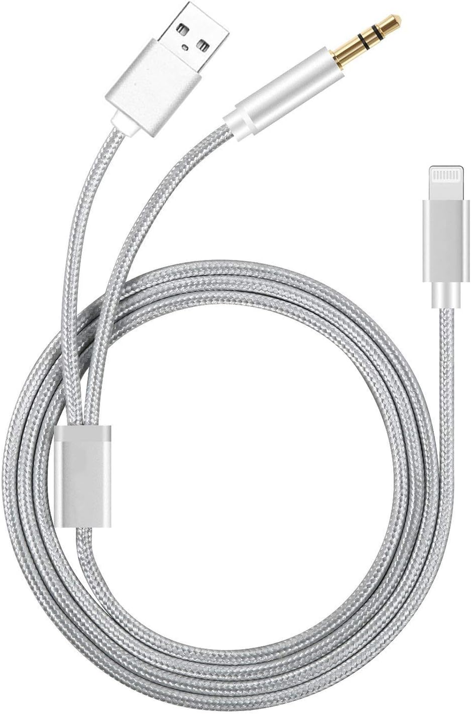 Amazon.co.jp： iphone オーディオケーブル 車載用 AUX ケーブル ライトニング端子 + USB充電コネクタ ライトニング