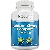 Calcium Citrate 1000mg - 365 Vegan Capsules not Tablets with Added Parsley, Dandelion and Watercress - Without Vitamin D - Made in The USA by Purely Holistic