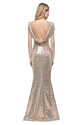 Sparkle Gold Sequind Bridesmaid Dresses Modest Long