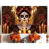 Dia De Los Muertos Decorations Backdrop Day of the Dead Banner Halloween Mexican Fiesta Sugar Skull Decor Supplies for Home Altar Ofrenda