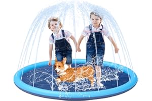 YSJILIDE Splash Pad for Kids and Dog, Non-Slip Large Sprinkler Splash Play Mat, 67" Sprinkler Pool for Outside Backyard Dog Pool