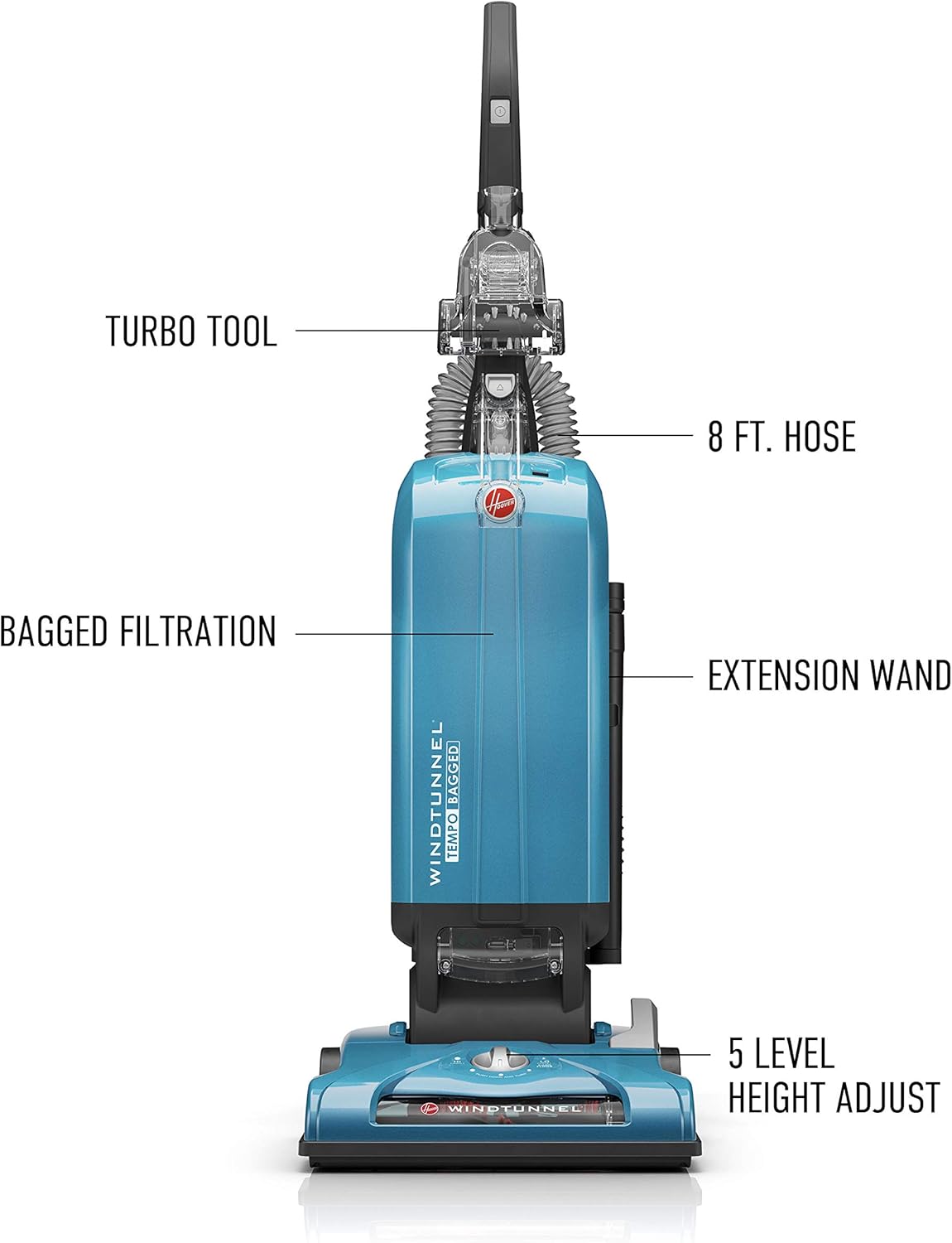 Hoover WindTunnel T-Series Tempo Bagged Upright Vacuum Cleaner with HEPA Media Filter, UH30301, Blue: Home & Kitchen