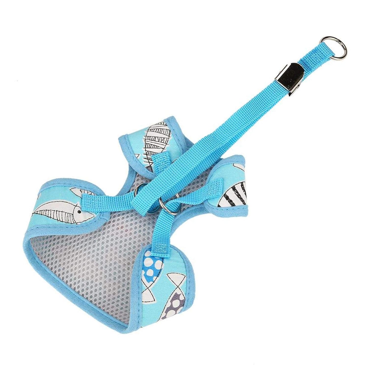 Dog Harness, Vest Pattern Dog Harness Comfortable Cartoon for Pet for Dog(S, Blue Fish) Amazon