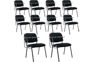 HNY Black Tablet Arm Chairs Set of 10, Mesh Office Waiting Room Chairs Guest Nesting Stacking Chairs, Reception Chairs with Flip-Up Table Conference Chairs for School Classroom Training Meeting Room