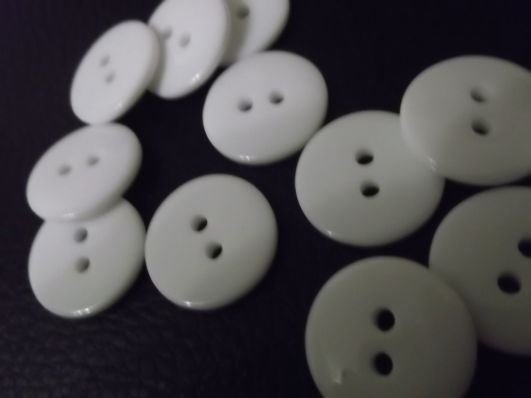 100 Round White Resin 15mm Buttons with 2 Sewing Holes. for Clothes Making, Art, Scrapbooking, and Many Other Crafts — image 1