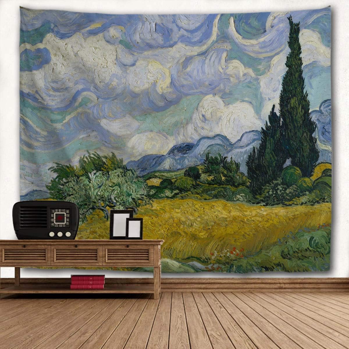 Tapestries - Tapestry Van Gogh Wheat Field Cypresses Tapestry Wall Hanging Home Decor for Living Room Bedroom Dorm Room 90 x 60 inches