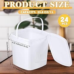 Mifoci 24 Pack 33.8 Oz/ 1L Square Deli Containers