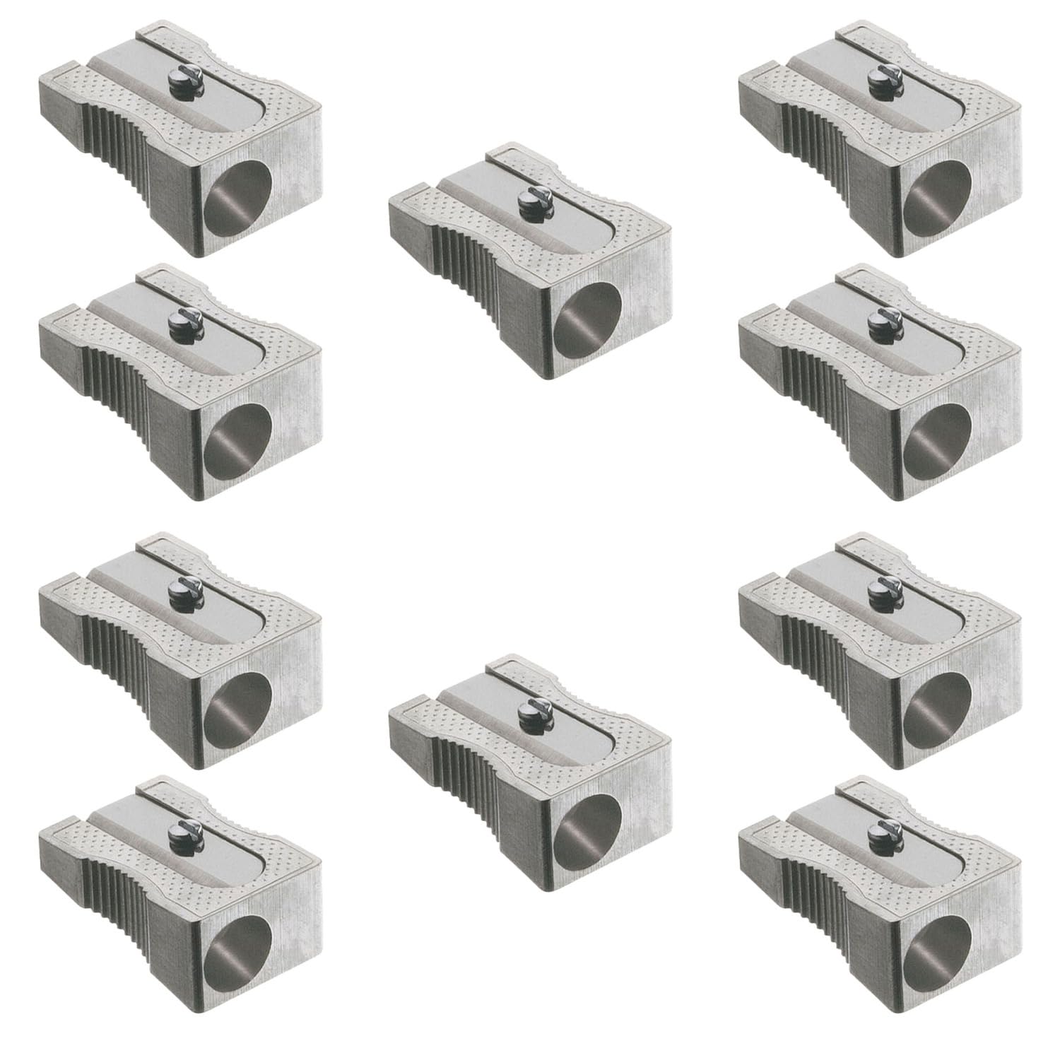 FABER-CASTELL 205077 Metal Sharpener Small Pack of 10 Sharpener for Lead and Coloured Pencils