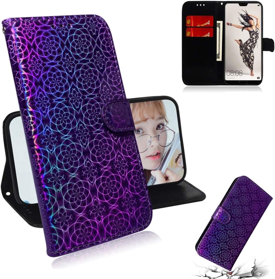 Professionally Designed Mobile Phone Case for Huawei P20 Pro Solid Color Colorful Magnetic Buckle Horizontal Flip PU Leather Case with Holder & Card Slots & Wallet & Lanyard (Blue) (Color : Purple)