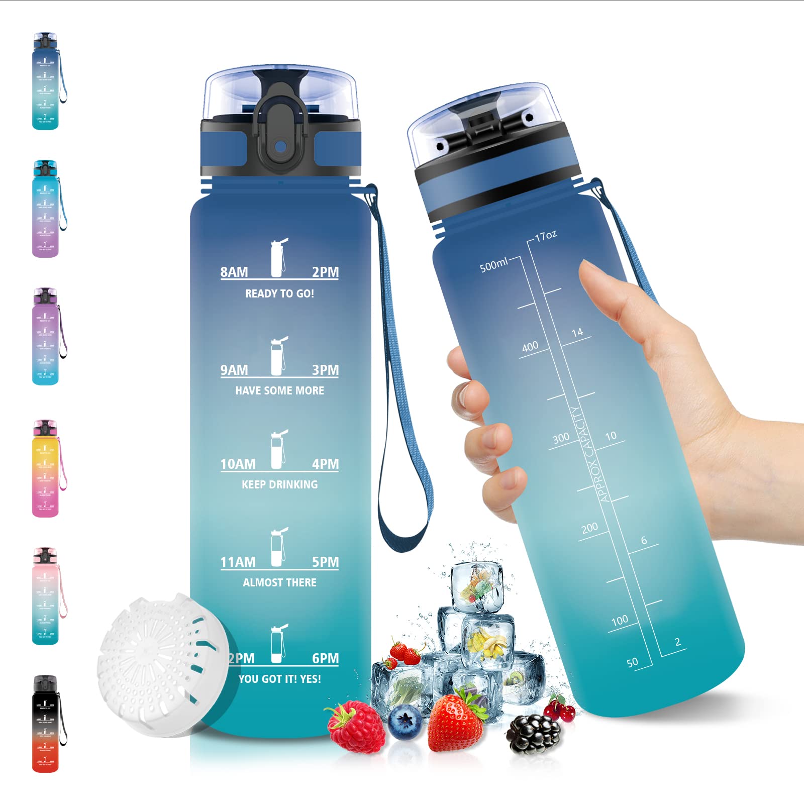 Vikaster 500ml BPA Free & Leakproof Water Bottle with Straw, Reusable, Ideal for Elementary Schools, Ideal for School, Gym, Office, Running