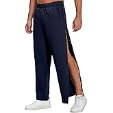 Deyeek Mens Fleece Tear Away Pants Loose Fit Post Knee Replacement Surgery Pants Breakaway Sweatpants Side Snap with Pockets