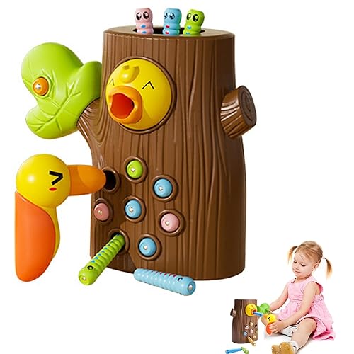 Toddler Magnetic Bird Feeder Toy - 11 Pcs Magnetic Bird Feeding Game, Woodpecker Magnetic Toys, Magnetic Bird Toys, Woodpecker Sensory Toy for Fine Motor Skills Kids Age 2 3 4 5