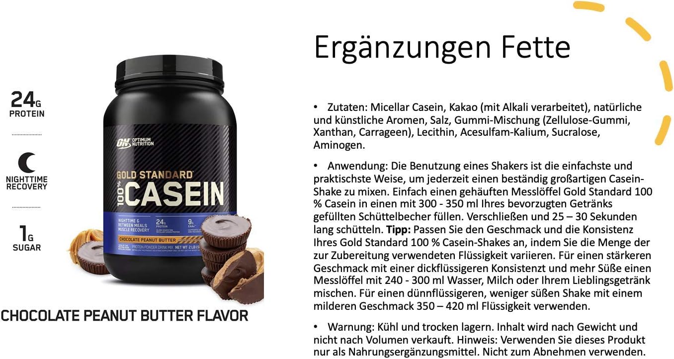 Optimum Nutrition Gold Standard 100% Micellar Casein Protein Powder, Slow Digesting, Helps Keep You Full, Overnight Muscle Recovery, Chocolate Peanut Butter, 2 Pound (Packaging May Vary): Health & Personal Care