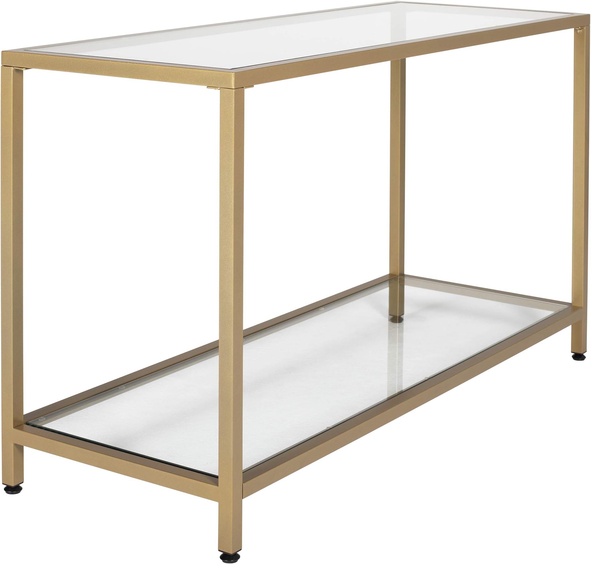 Studio Designs Home Camber 2-Tier Modern 47" Wide Console/Sofa Table in Gold/Clear Glass