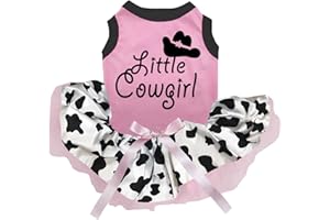 Petitebella Little Cowgirl Puppy Dog Dress (Pink/Cow, Medium)