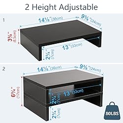 TEAMIX 2-Tier Wood Monitor Stand Riser for 2