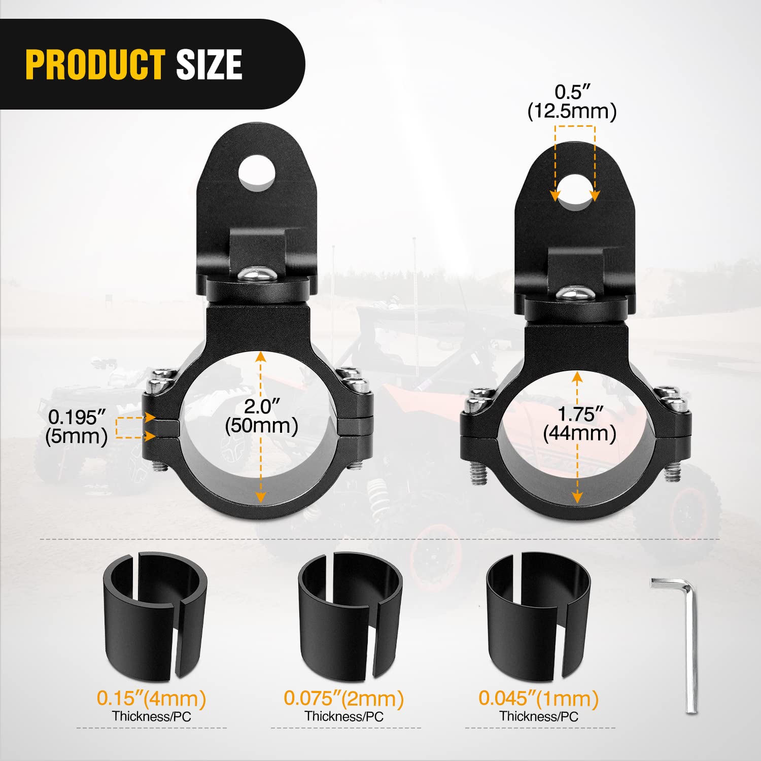 Nilight UTV Flag Antenna Mount Whip Light Mounting Bracket Black Adjustable Heavy Duty for 1.5 to 1.75inch 1.75 to 2inch for Polaris RZR Ranger Can Am Maverick X3 Talon, 2 Years Warranty