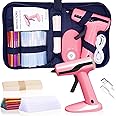 MONVICT Cordless Hot Glue Gun Kit, USB-C Rechargeable Mini Pink Glue Gun with 40 Pcs Premium Glue Sticks, 10 Pcs Craft sticks, Carrying Case, Smart Power-Off Hot Melt Glue Gun for DIY Craft Gift