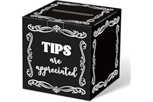 Kolldenn Cardboard Tips Jar Donation Tip Bucket 6 x 6 x 6 Inches Collection Money Storage Container Suggestion Box Raffle Cash Box for Bartender Bars Restaurants Musicians Driver Coin