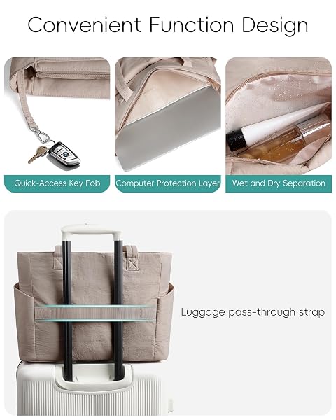 HOMEMEDIARY TOTE BAG FOR WOMEN, PUFFER QUILTED LIGHTWEIGHT SHOULDER BAG, PUFFY TRAVEL WORK GYM HANDBAG WITH WET DRY POCKET