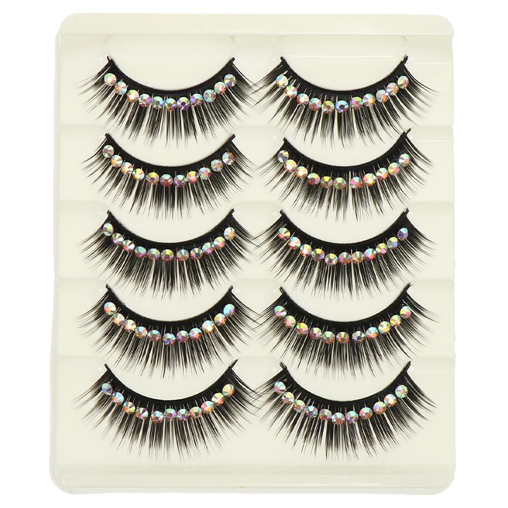 KALLORY False Eyelashes 10 Pairs Decorative Fake Lash Shiny Gems Eyelashes Women Makeup Supplies False Lashes