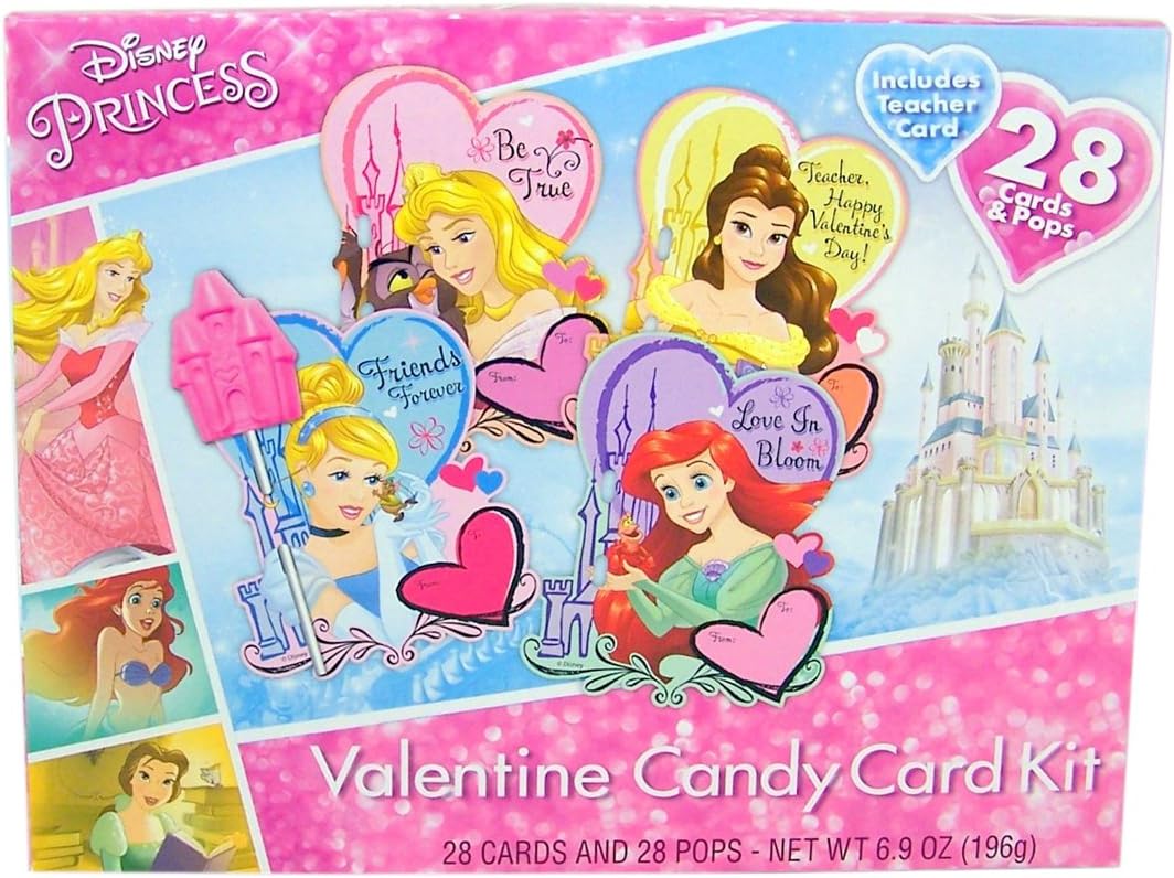 Disney Princesses Valentine's Day Candy Card Exchange Kit, 28 Count