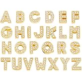 ZHU YU CHUN 52 PCS A-Z Full Rhinestones Charms 8MM Slide Alphabet Crystal Letters for DIY Slide Wristbands Bracelets,Hair Clips,Jewelry Making Charms(52 PCS Gold 8mm)