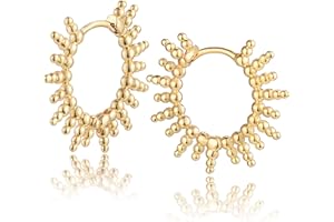 MEVECCO Dainty Gold Hoop Earrings for Women 18K Gold Plated Spike Huggie Hoop Earrings Geometry Handmade Minimalist Hypoallergenic Hoop Earrings for Her Gifts