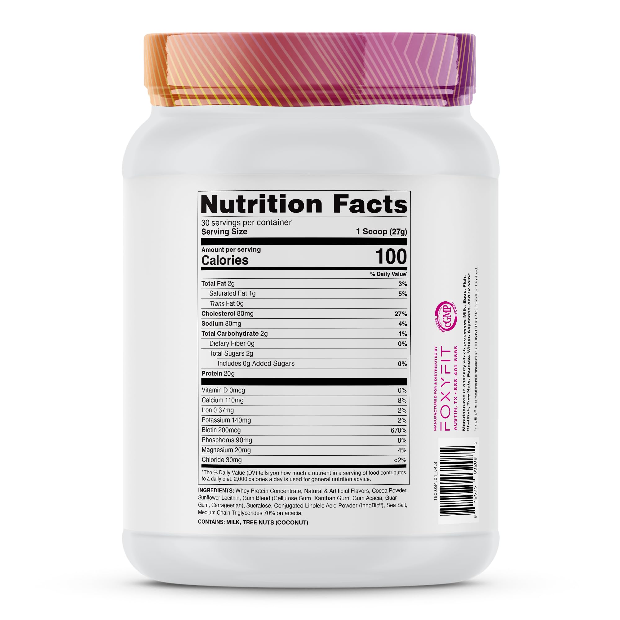 FoxyFit Protein for Her, Caramel Mocha Whey Protein Powder with CLA and Biotin for a Healthy Glow (1.85 lbs)