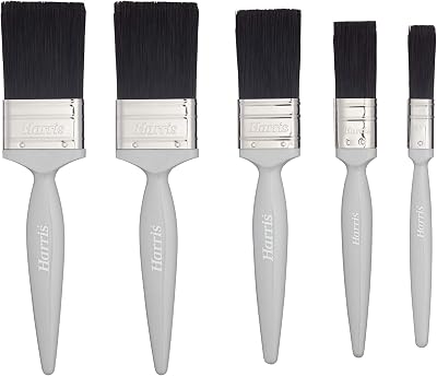 Harris Essentials Woodwork Gloss Paint Brush Set 5pc 0.5in 1in 1.5in 2in