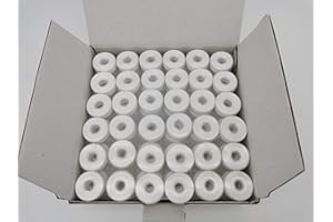 DOUBLELIN Prewound Bobbin, Plastic Sided, Size L(SA155, Size 9.4), White, 144pcs, 60S/2 Polyester for Embroidery, Compatible with Babylock, Brother, Consew, Juki, Singer, Tajima & More(60S2, White)
