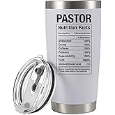 Panvola Pastor Nutritional Facts For Ministers Preachers Ordination Travel Mug Welcome Appreciation Christmas Stainless Steel White Vacuum Insulated Tumbler 20oz With Lid And Straw