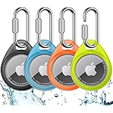 UNBREAKcable AirTag Holder for Apple - 4 Pack Air Tag Case [Professional Carabiner] [Waterproof] [Shockproof] TPU AirTag Keychain for Kids, Pets, Keys, Luggage, Backpacks