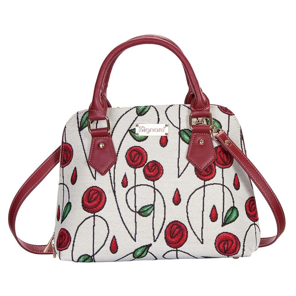 Signare Tapestry Handbags Shoulder bag and Crossbody Bags for women with Floral Design (Mackintosh Rose, CONV-RMSP)