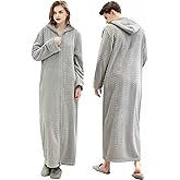 Oksun Womens Fleece Warm Robe: Cozy Flannel Long Zipper Bathrobe - Plush Winter Housecoat Nightgown