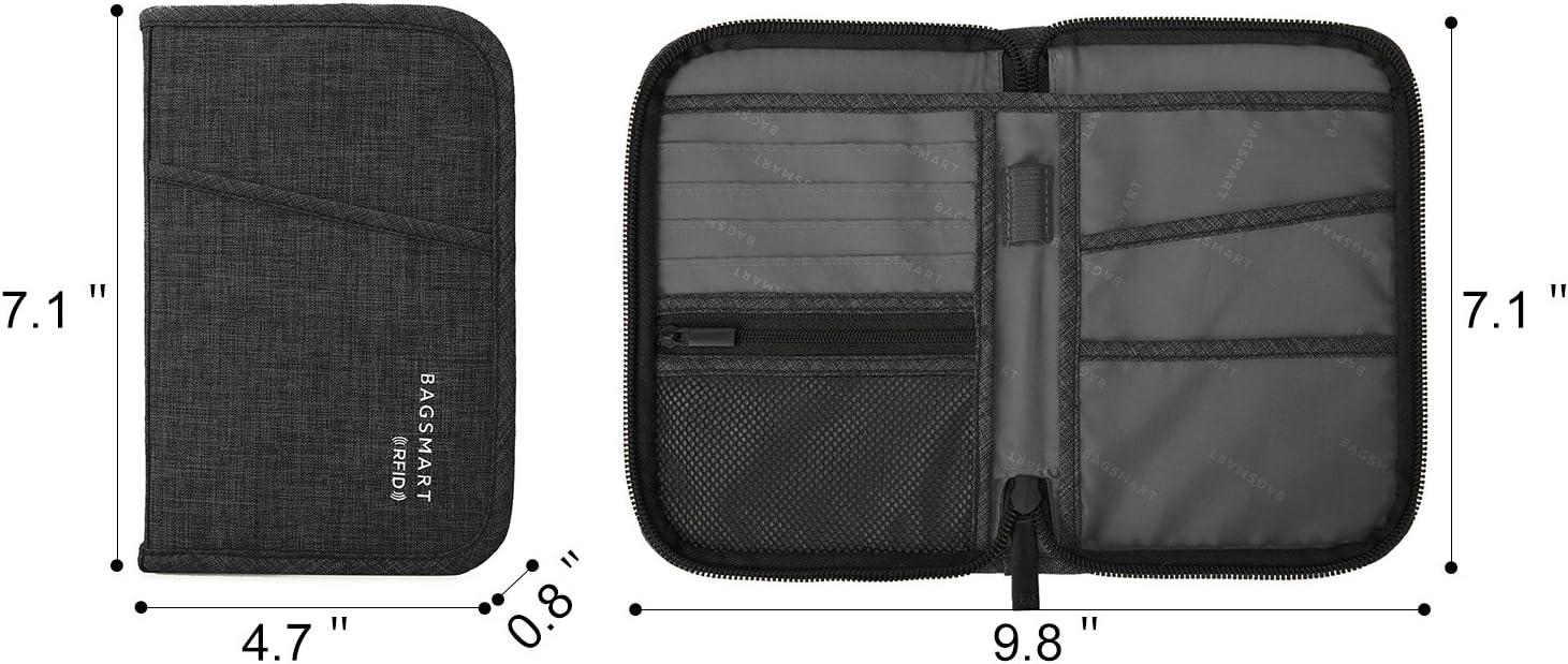  | BAGSMART Travel RFID Blocking Wallet Passport Holder Cover Document Organizer for Men and Women | Passport Wallets