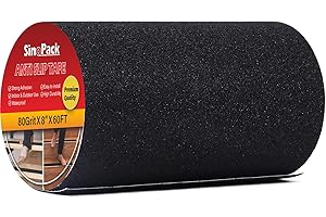 SinoPack 8" Anti Slip Tape, Black Non Slip Ramp for Outdoor 8Inch x 60FT Non Skid Tape, Best Grip Non Slip Strips Tape High Traction Friction Abrasive Adhesive for Stairs Step