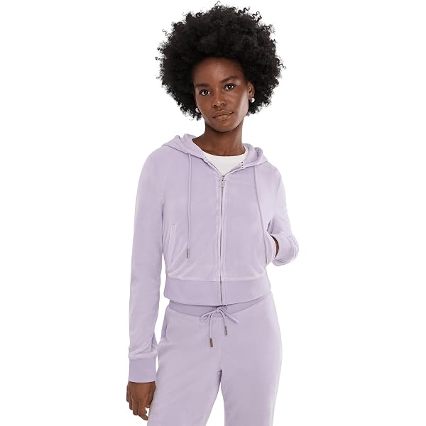 Juicy Couture Women's Solid Classic Juicy Hoodie with Crown Hotfix