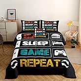 ROWADALO 6 Pieces Gaming Bedding Set for Boys Gamer Comforter Set Queen Size,Game Controller Comforter for Boys Kids Teen 3D Gamepad Microfiber Bedding Sets 6 Pieces Bed in A Bag Sets H5008,Queen