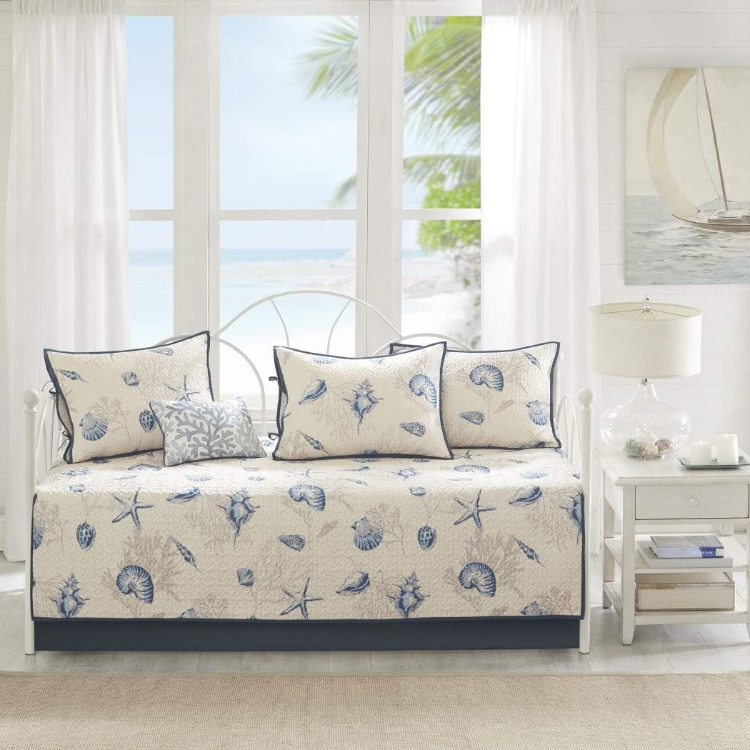 N2 6 Piece Blue White Beach Theme Daybed Cover Set Nautical Coastal