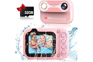 Omzer Small Digital Camera Waterproof Kids: 10Ft Underwater Digital Cameras - 1080p FHD Digital Point and Shoot Camera for Pool Room Outdoor Travel Pink