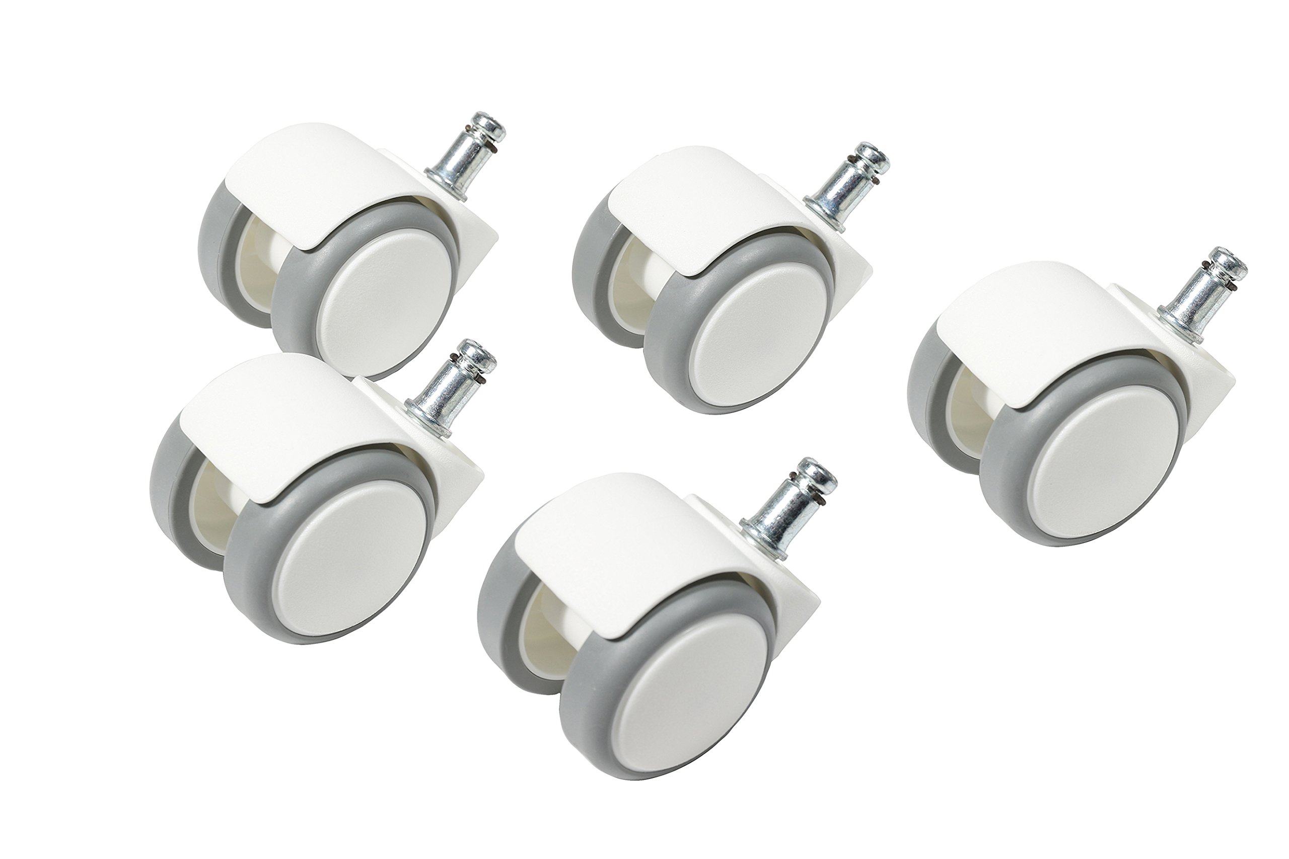 Topstar Hard floor office chair castors set of 5 Topstar S'Neaker roll diameter 50mm/pen size 10mm white/grey, made of plastic