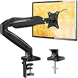 Single Monitor Mount Stand, Computer Monitor Stand for Desk, Height Adjustable/Tilt/Swivel/Rotation Gas Spring Monitor Arm fo