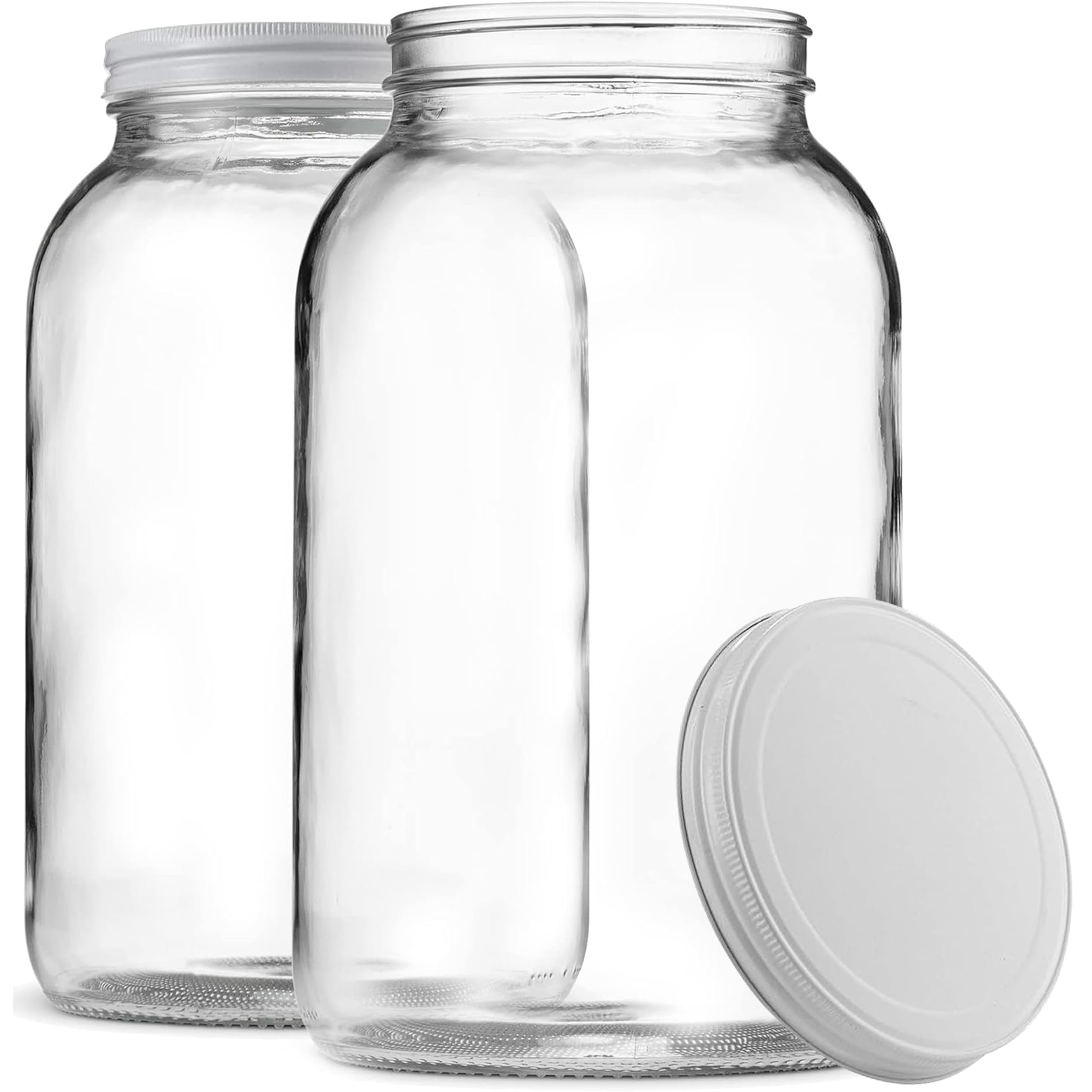 Photo 1 of 1 Gallon Glass Jar With Lid – 2 Pack Large Glass Jar With Airtight Metal Lids - USDA Approved BPA-Free Dishwasher Safe, Wide Mouth Sun Tea Jar, Gallon Mason Jar for Storage, Fermenting, And Brewing