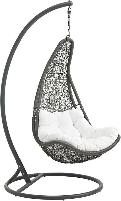 juego de silla columpio para exterior de ratan mimbre modway the endow abate swing gris blanco