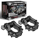 AUTMATCH D Ring Shackles 3/4" Mega Shackle (2 Pack) 68,000Ibs Break Strength - Heavy Duty Clevis Shackles 7/8" Screw Pin & Isolator Washer for Tow Strap Winch Off Road Vehicle Recovery, Gunmetal Gray